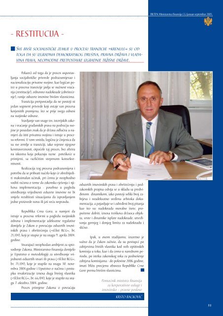Republika Crna Gora Ministarstvo Finansija - Vlada Crne Gore