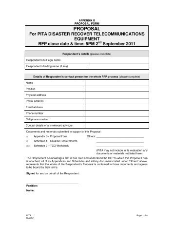 Appendix B Proposal Form - PITA