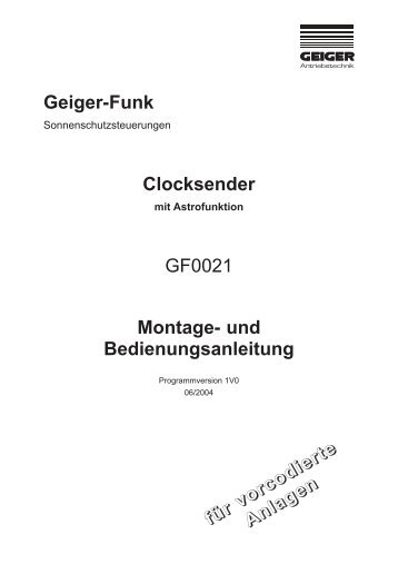 Geiger-Funk Clocksender GF0021 Montage - Geiger Antriebstechnik