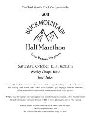 The 2011 Buck Mountain Half Marathon - Charlottesville Track Club