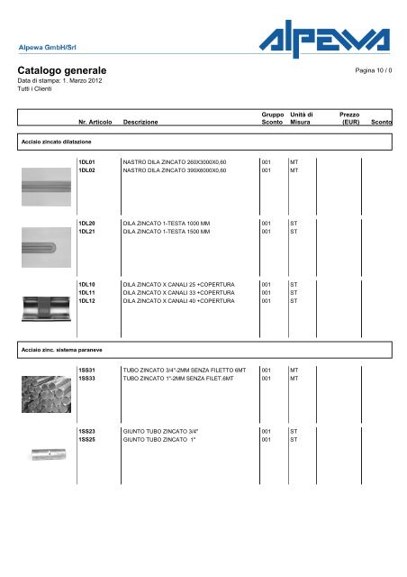 Catalogo generale Alpewa