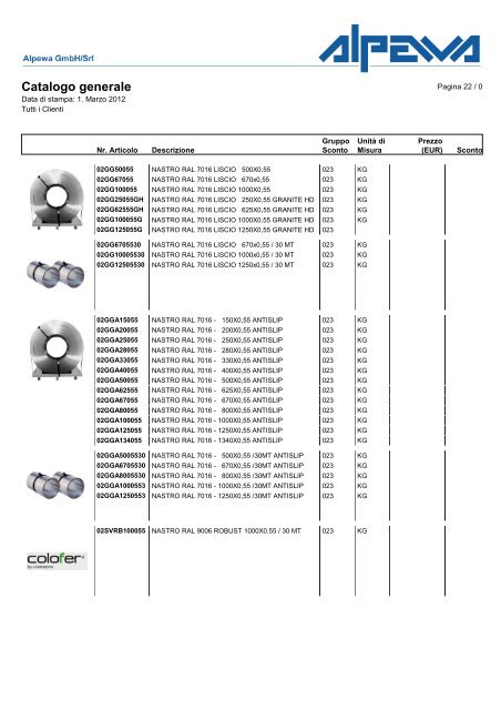 Catalogo generale Alpewa