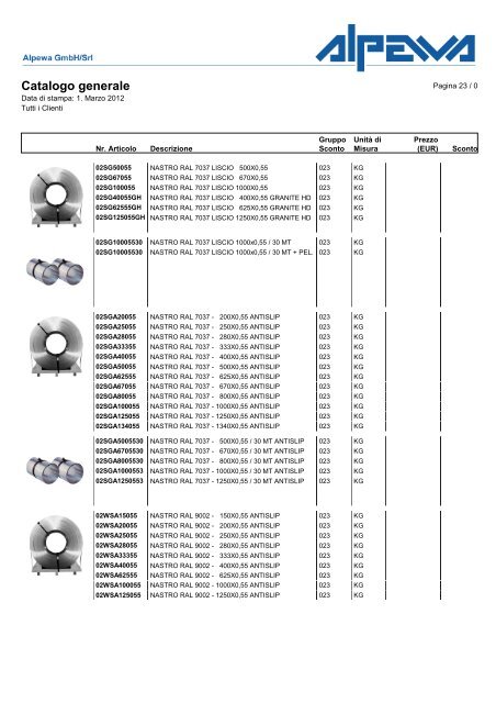 Catalogo generale Alpewa