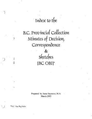 BC OBI - Federal and Provincial Collections of Minutes of Decision