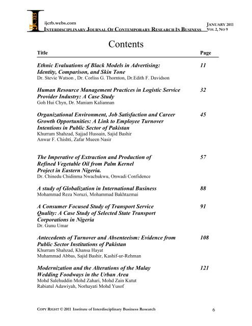 Interdisciplinary Journal of Contemporary Research in ... - Webs