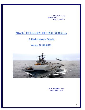 NAVAL OFFSHORE PETROL VESSELs - Controller of Defence ...