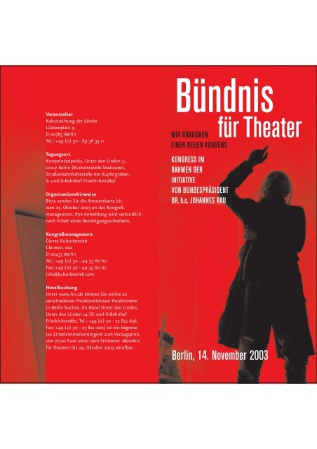 Bündnis für Theater Hier finden Sie das Programm im pdf-Format