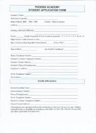 PHOENIX ACADEMY STUDENT APPLICATION FORM