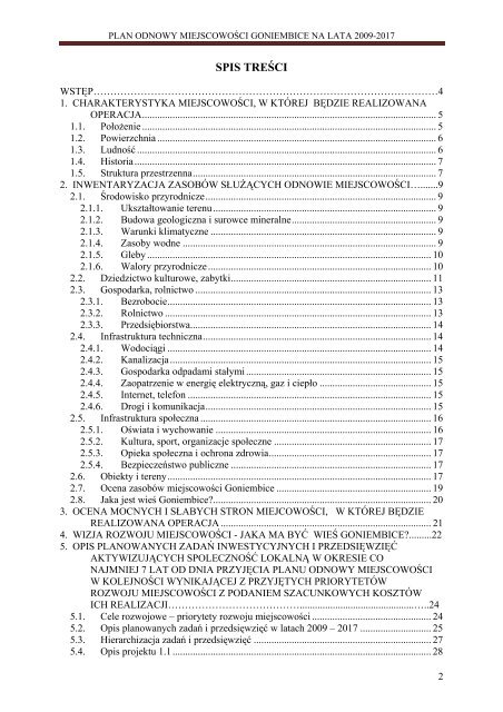 plan odnowy miejscowoÅci goniembice - Biuletyn Informacji ...