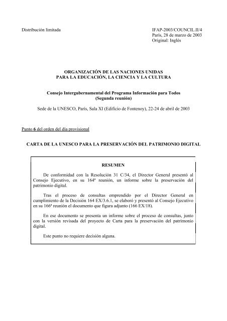 Carta de la UNESCO para la preservaciÃ³n del Patrimonio ... - ARPA