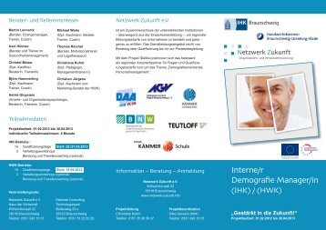 Interne/r Demografie Manager/in - IHK Braunschweig