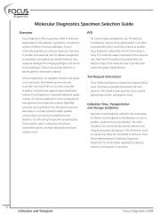 Molecular Diagnostics Specimen Selection Guide - Focus Diagnostics