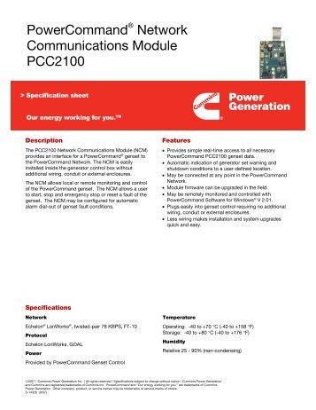 PowerCommand Network Communications Module PCC2100