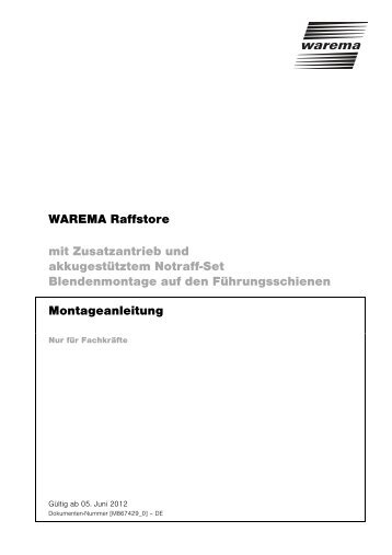 Montageanleitung Blendenmontage auf den ... - Warema