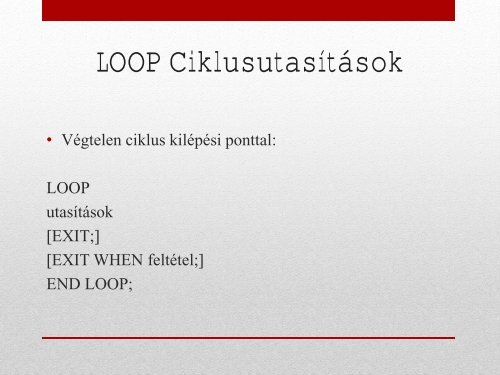 PL/SQL I.