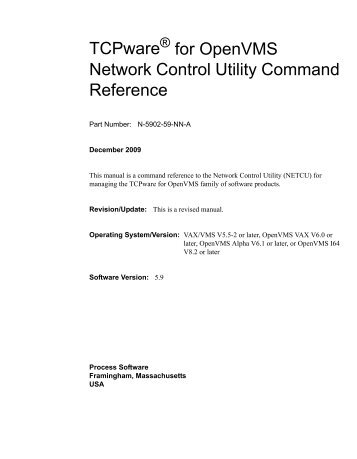 TCPware NETCU Command Reference - Process Software