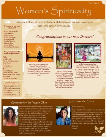 Fall 2012 WSE Newsletter - California Institute of Integral Studies