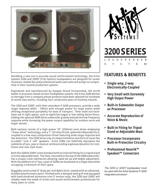 Apogee Artist 3200 Series Brochure 