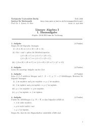 Lineare Algebra I 1. Hausaufgabe - Institut fÃ¼r Mathematik - TU Berlin