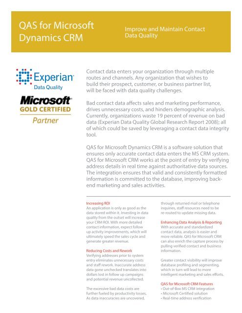 QAS for Microsoft Dynamics CRM - QAS.com