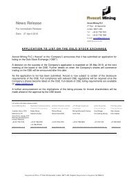 Application to List on the Oslo Stock Exchange - Avocet Mining PLC