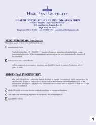 HEALTH INFORMATION AND IMMUNIZATION FORM - High Point ...