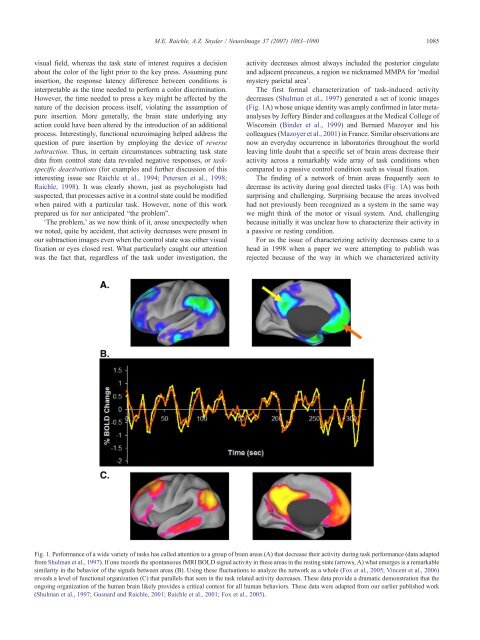 A default mode of brain function: A brief history of an evolving idea