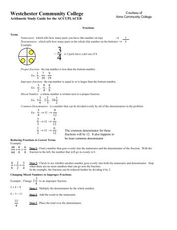 Placement Exam Arithmetic Skills Study Guide - Westchester ...