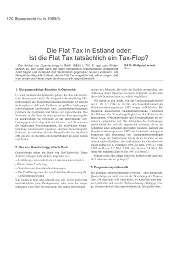 Die Flat Tax in Estland oder - Rechtsanwalt Dr. Wolfgang Lenneis