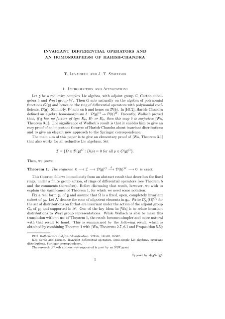 INVARIANT DIFFERENTIAL OPERATORS AND AN ...