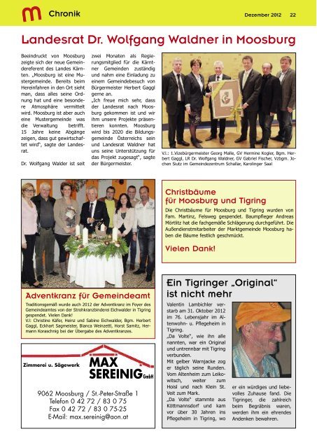 Ausgabe Nummer 218, Dezember 2012 - Marktgemeinde Moosburg