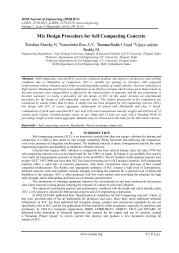 Mix Design Procedure for Self Compacting Concrete - IOSRJEN