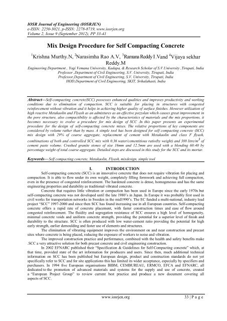 Mix Design Procedure for Self Compacting Concrete - IOSRJEN