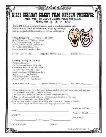 2010 FESTIVAL SCHEDULE, & ORDER FORM (Acrobat PDF File)