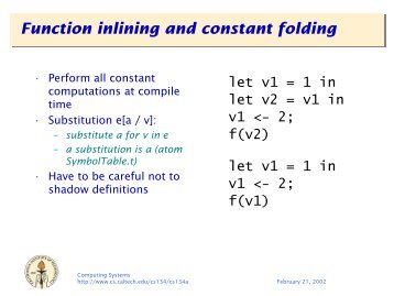 Function inlining and constant folding