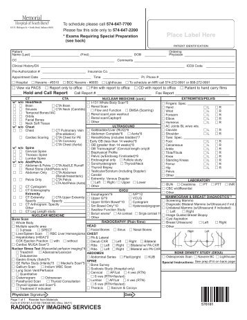 Radiology Order Form