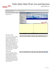 Turbo Sabre Main Work Area and functions - Sabre Travel Network