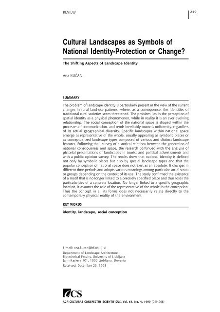 Cultural Landscapes as Symbols of National Identity-Protection or ...