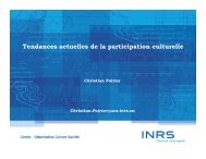 Tendances actuelles de la participation culturelle