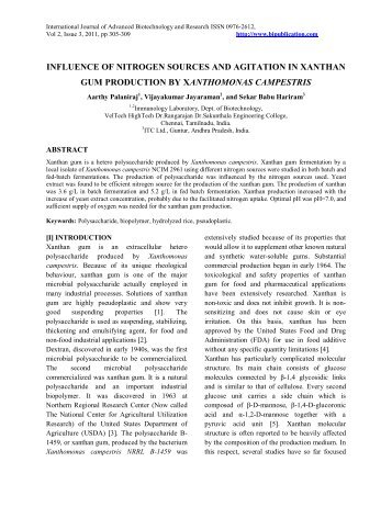 influence of nitrogen sources and agitation in xanthan gum - BioIT ...