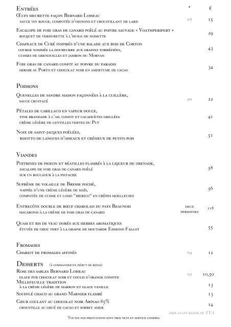 Cartes LDV Porte menu mars 2013 - hotel le cep beaune