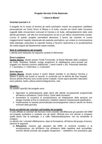 Progetto Servizio Civile Nazionale - Sito Web Asl 1 - Pannello di ...