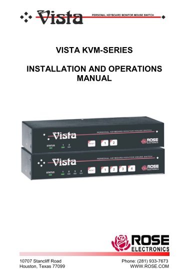 vista kvm-series installation and operations manual - Rose Electronics