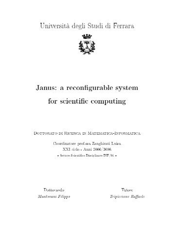 Janus: a recon gurable system for scienti c computing