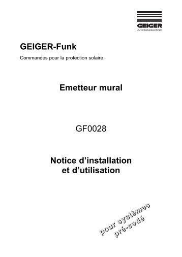 GEIGER-Funk Emetteur mural GF0028 Notice d'installation et d ...