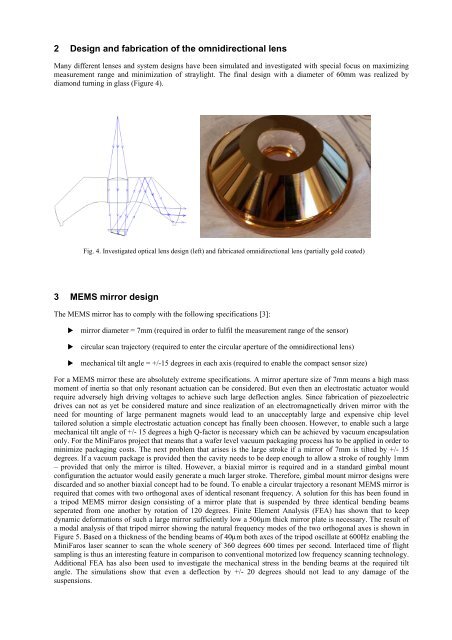 Biaxial tripod MEMS mirror and omnidirectional lens for a low cost ...