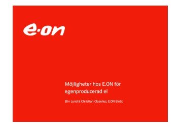 MÃ¶jligheter hos EON fÃ¶r egenproducerad el