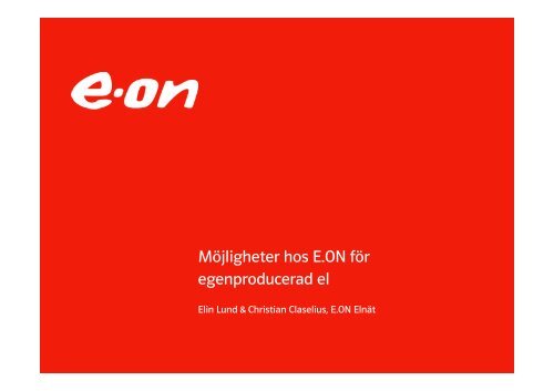 MÃ¶jligheter hos EON fÃ¶r egenproducerad el