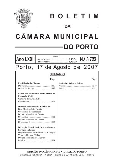 boletim 3722 - CÃ¢mara Municipal do Porto