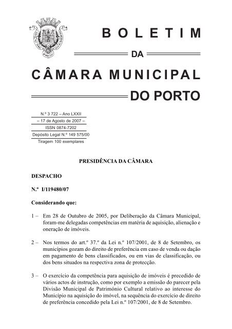 boletim 3722 - CÃ¢mara Municipal do Porto